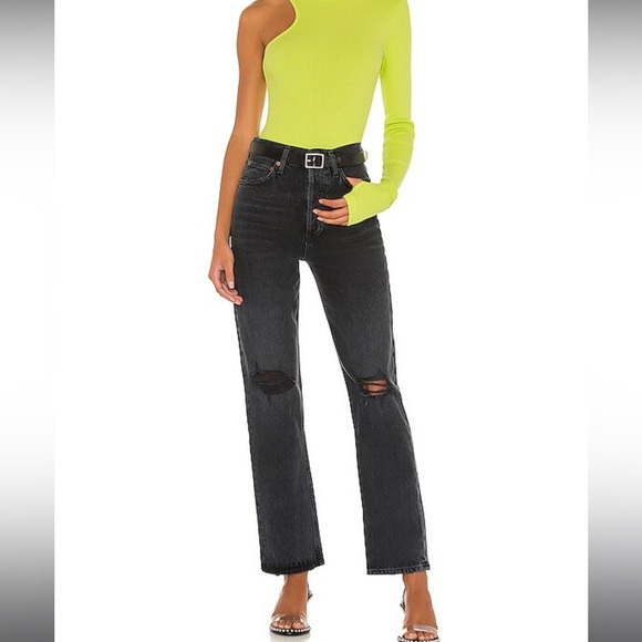 Agolde 90s pinch waist dark wash howl distress knee jeans - Picture 6 of 9